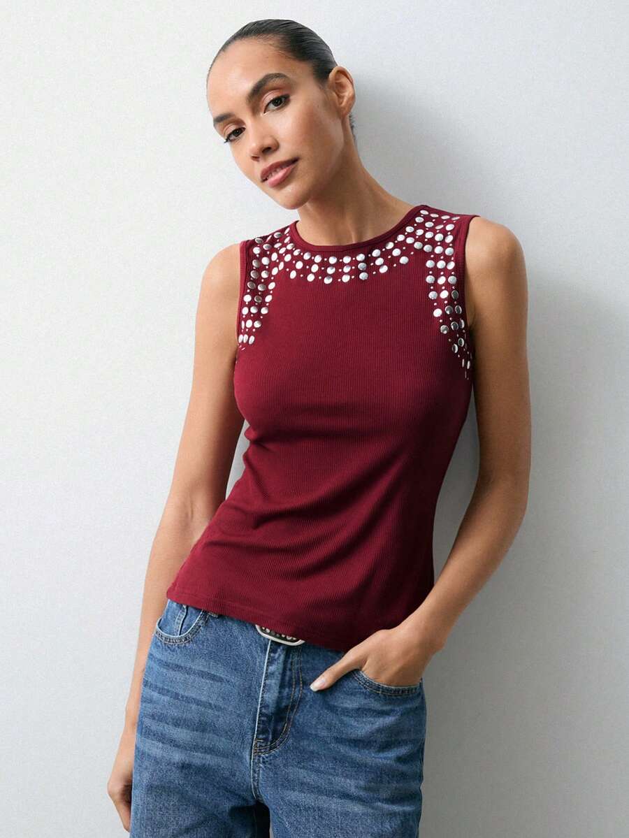 Maija Áo tank top nữ thiết kế gân sọc ánh kim năm 2026, phù hợp cho tiệc Valentine, áo dự tiệc, mùa hè, áo dự tiệc cho nữ, áo dự tiệc thanh lịch, áo thường ngày cho nữ, phong cách thành thị hiện đại, kỳ nghỉ xuân, ngày lễ Thánh Patrick, lễ Phục sinh, mùa hè, áo dự tiệc cho nữ, đi biển, kỳ nghỉ hè, đi chơi biển, lễ tốt nghiệp.