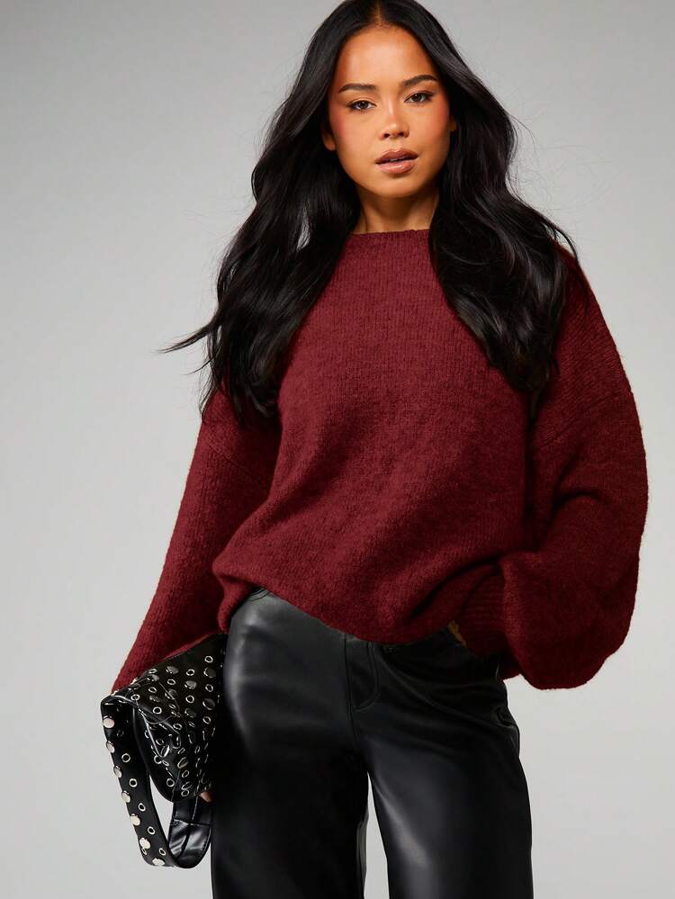 MISSGUIDED Oversized Chunky Knit Jumper With Dropped Shoulders And Textured Hairy Yarn For Cozy Winter Layering