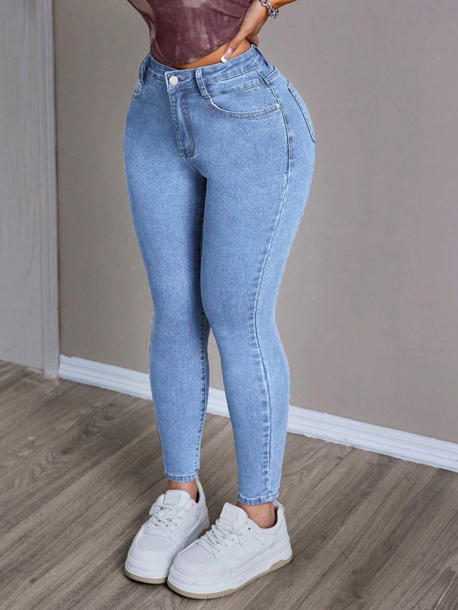 Pantalones skinny de mujer pantalones vaqueros pantalones de mezclilla mujer jeans mujer jeans tiro alto mujer pantalones de mezclilla mujer - Blue Ambition - Ver 1