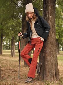 SHEIN In My Nature Áo khoác nữ trơn màu có mũ, kiểu dáng thường ngày, chống thấm nước, áo khoác gió, áo mưa nữ, áo khoác đi mưa Twilight. - màu đen - Xem 7