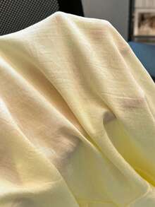 Resyla Plus Size Women's Solid Color Fashionable Lace Front Button Casual Versatile Blouse - Yellow - View 7