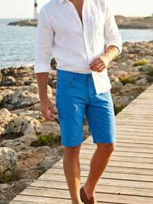 Bermuda lisa para hombre - Azul - Ver 2