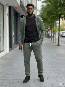 Coordinado Casual para Caballero de Dos Piezas con Sudadera con Capucha y Pantalón Ajustable, Ideal para Uso Diario, Actividades y Estilo Urbano Moderno - Café integral - Ver 4