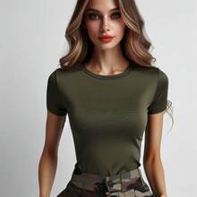 MIL200FIT 女士T恤 - 軍綠色 - 查看 6