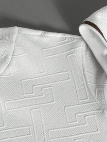 Manfinity CasualCool 男士休闲撞色滚边连帽卫衣，秋冬季 - 白色 - 查看 5