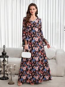 Al Najma Women's Turkish Maxi Dress & Arabic Traditional Abaya Kaftan Jalabiya Dress - Multicolor - View 5