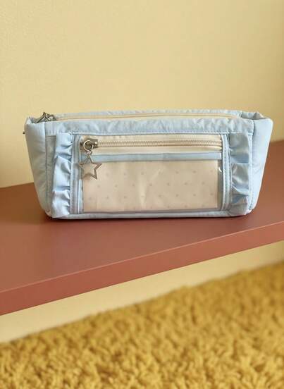 Joivida 1个多层文具盒，桌面收纳袋，便携式化妆包，适用于办公室和学校。文具袋，笔袋，铅笔和钢笔收纳袋，便携式化妆品收纳袋，美观耐用，适合学生、斋月青少年、成人、学校和其他办公场所使用。