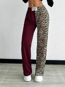 EURMUSE Cotton Petite Two Color Contrast Printed Sweatpants - Multicolor - View 3