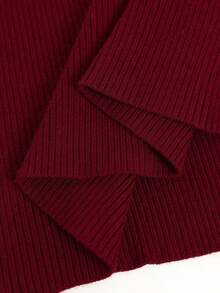 SHEIN Elegant Burgundy Autumn Maternity Sweater Dress,Fitted Solid Long Sleeve Pullover With Twisted Rope Flower For Baby Shower,Casual Wear & Dates - Burgundy - View 7