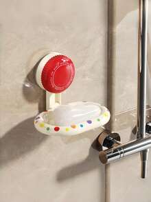 Zazumi Suction Cup Soap Dish Wall Mount Polka Dot Design No Drill Bathroom Organizer Quick Drying Drainage Strong Adhesive Waterproof Easy Clean Modern Kitchen Sink Caddy Space Saving Home Essentials - Multicolor - View 9