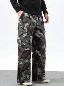 Manfinity Homme Pantaloni da uomo con stampa mimetica per uso quotidiano - Verde militare - Visualizzare 1