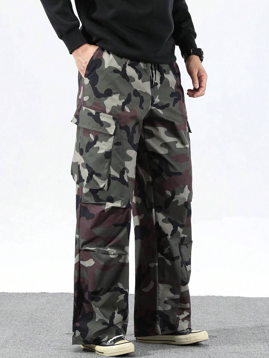 Manfinity Homme Pantaloni da uomo con stampa mimetica per uso quotidiano - Verde militare - Visualizzare 1