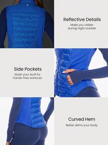 GLOWMODE Áo phao Chill Flex mềm mại ấm áp co giãn liền mạch phản quang chống thấm nước ôm vừa vặn mùa thu đông ngoài trời hàng ngày thường ngày - Xanh đậm - Xem 4