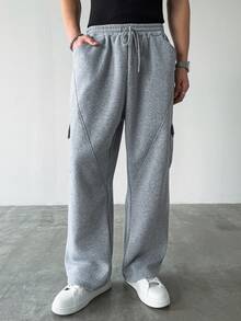 HUEFORM 男士抽绳腰阔腿运动裤 阔腿运动裤 男士阔腿慢跑裤 宽松裤 Y2k黑色宽松裤 超大运动裤 灰色慢跑裤 男士阔腿运动裤 灰色宽松运动裤 ... - 灰色 - 查看 4