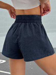 SHEIN EZwear Letter Patched Detail Wide Leg Shorts