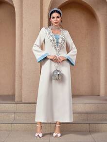 Al Najma 女士阿拉伯风格连衣裙 - 白色 - 查看 4