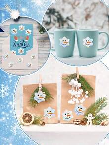 500pcs/Roll Holographic Laser Snowman Graffiti Stickers, Silver Laser Envelopes & Magazines Decorative, Holiday Party DIY Decor Supplies, Waterproof & Removable For Christmas, New Year,For School Supplies,Back To School - Multicolor - View 4
