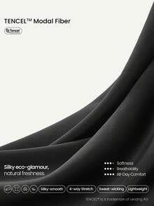 GLOWMODE Top activo asimétrico de manga larga con hombros descubiertos, suave y sedoso, de TENCEL™ Modal, para yoga de bajo impacto, pilates, gimnasio, estudio y uso diario casual - Negro - Ver 4