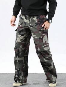 Manfinity Homme Pantaloni da uomo con stampa mimetica per uso quotidiano - Verde militare - Visualizzare 4