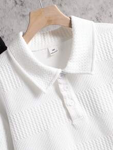 2pcs/Set Teen Boy Gentleman Outfit - White Collared Polo Shirt + Black Trousers, Versatile Suit For Business, School, Party, Daily Casual Wear, Elegant & Minimalist Style Boys Casual Pants Suit Outfit - White - View 7