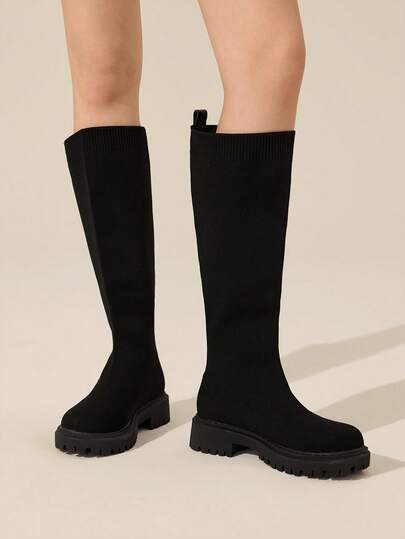 CUCCOO BASICS 女士时尚百搭通勤厚底过膝长靴