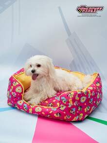 THE POWERPUFF GIRLS X PETSIN 1 peça Tapete Ninho Universal para Cães e Gatos com Estampa de Desenho Animado de Menina de Olhos Grandes, Fofo e Confortável, para Todas as Estações, Base Removível e Lavável, Antiderrapante