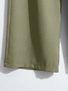 GlowEve 女士优雅口袋装饰高腰阔腿裤 - 0.霧綠 - 查看 6