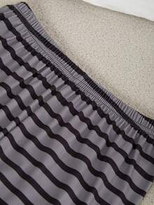 2pcs/Set Tween GirlsPlaid Pants & English Letter Print Long Sleeve Casual Homewear Set Grey Pajama Set Tween Girls Pajamas-Pajama Set Gray Striped Puppy Print Round Neck Long Sleeve Top With Pants Stylish Playful Design Comfortable Loungewear Four Season Sleepwear 2026 New Year Essential - Grey - View 9