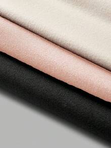 SHEIN BASICS Bộ 3 món váy ngắn tay dài cổ cao ôm sát màu trơn dành cho nữ. - Hồng - Xem 6