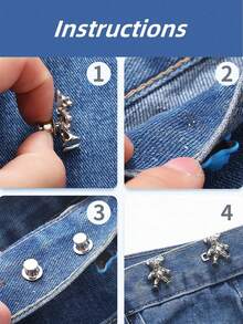 1对/5对熊形腰部收紧器腰扣别针，无需缝纫和工具，腰部调节扣，裤腰纽扣，可拆卸牛仔裤纽扣，腰扣，速成牛仔裤纽扣，领扣，胸针别针，熊形纽扣调节器，可拆卸安全别针腰夹，裤夹，适用于宽松牛仔裤，纽扣替换，裤子压扣，皮带扣，学校用品，教师礼物，返校教师配件 - 銅色 - 查看 3