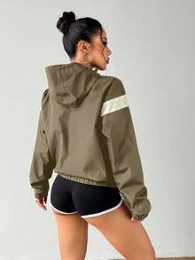 Exploreva Áo khoác lông cừu ngoài trời có khóa kéo dành cho nữ, tay dài thường ngày - Màu xanh Ô liu - Xem 2