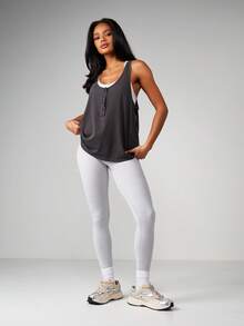 MISSGUIDED 宽松无袖纽扣背心，圆领和露背设计，适合夏季休闲叠穿 - 深灰色 - 查看 5