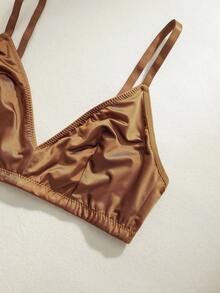 NudeFit 4件套亮面三角杯吊带背心和丁字裤内衣套装