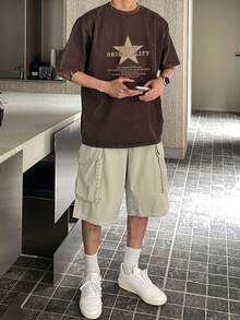 DAZY Casual Slogan Print T-Shirt, Summer - Coffee Brown - View 6