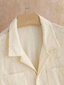 HIMLAND Men's Solid Color Minimalist Casual Short Sleeve Shirt And Pants Set Daily Essential Wardrobe Staple Basic Style All-Match Style Go-To Piece Mix-And-Match Item Casual Versatile Style  Multi-Piece Set 2-Piece Set Men S Silk Set Cream Outfit Men Beach Clothes For Men White Cream Linen Men Set Pants And Shirt Set - White - View 5