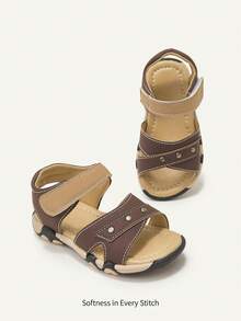 Cozy Pixies 1 Pair Summer Baby Sandals, Soft Comfortable Cute Functional Shoes, Toddler Boys Sandals - Coffee Brown - View 2