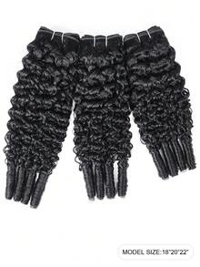 缅甸卷发 3 束 12A 未经加工的处女水波纹真人发束，螺旋卷发尾 3C4A 快速编织假发，适合女性，自然黑 - Natural Black - 查看 4