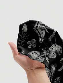 ROMWE Goth 哥特式暗黑神秘蝴蝶蝙蝠印花性感吊带弹力加大码连衣裙 - 黑色 - 查看 5