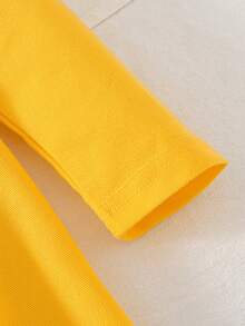 SHEIN Vestido de polo de manga larga con bloques de color para niñas bebé - Amarillo - Ver 3