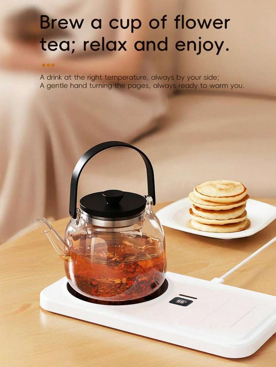 Teckwe 1件 4合1智能加熱杯墊,ABS材質,附防滑墊與USB電源接口,溫度可調55-75℃,持久保溫 - 彩色 - 查看 1