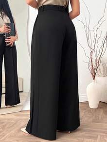 EURMUSE Women's High Waist Pleated Wide Leg Loose Elegant Pants, Spring/Autumn