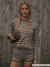 MUSERA Scalloped Crew Neck Striped Button Down Cardigan Fall Cute Streetwear Festival Farmhouse, Country, Vintage, Fall Autumn Christmas Winter  Chic