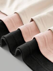 SHEIN BASICS Bộ 3 món váy ngắn tay dài cổ cao ôm sát màu trơn dành cho nữ. - Hồng - Xem 5