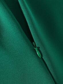 Girls' Sleeveless Dress With Spaghetti Straps, Green Pleated Skirt, Gold Trim Collar And Waistband, Fashion Elegant Dress For Casual Wear And Parties, Spring/Summer Halter Neck Green Dress Green Dress For Girl Girls Special Occasion Dress Emerald Green Elegant Girls Dress Tween Formal Green Dress - Green - View 6