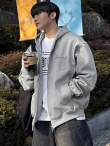 DAZY Men's Thick Solid Gray Jacket And Coat, Autumn/Winter