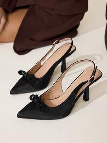 CUCCOO CHICEST Women's Fashionable & Elegant Party Pumps With Bow Decor Valentine's Day Elegant Shoes Wedding Shoes - Black - View 5