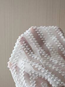 Vibekara 大码女士优雅纯色提花开衩下摆连衣裙，情人节 - 白色 - 查看 7