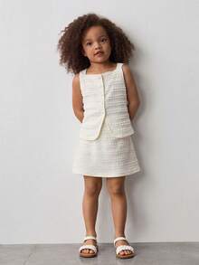 Maija Kids Young Girl Jacquard Knit Top & Skirt Casual Cute 2-Piece Set