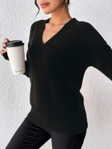 Plus Size Sweaters - Black - View 1