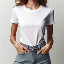 MIL200FIT Playera para mujer, tipo camiseta, manga CORTA cuello redondo, tela ligera, corte ajustado - Blanco - Ver 2
